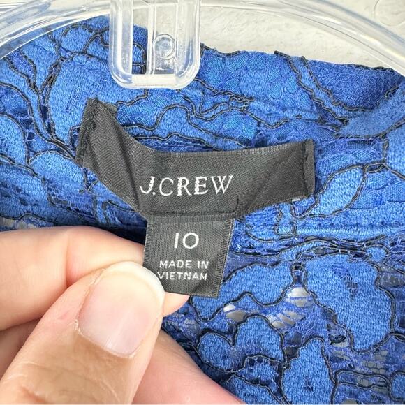 J.Crew Classic-Fit Lace Button-Up Top Royal Blue Size 10 Cocktail Office Dressy - Picture 9 of 14